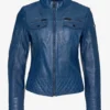 Modern Elegance Navy Blue Biker Leather Jacket (1)