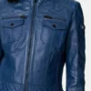 Modern Elegance Navy Blue Biker Leather Jacket (2)
