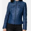 Modern Elegance Navy Blue Biker Leather Jacket (3)