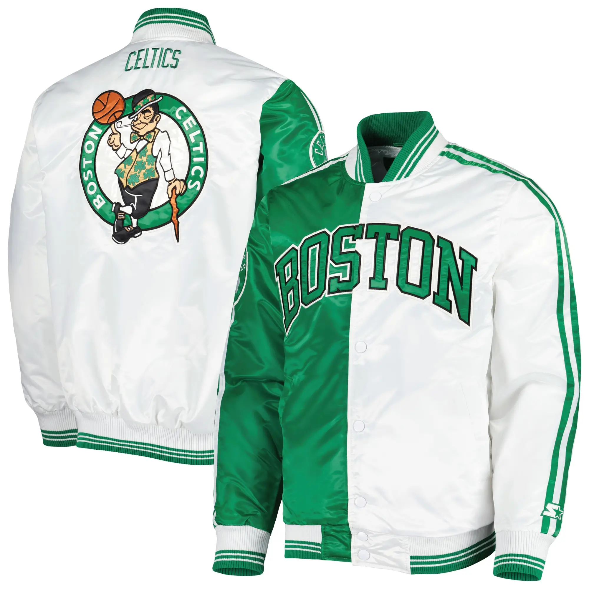 Boston Celtics Starter Kelly Varsity Jacket - Green/White - Image 3