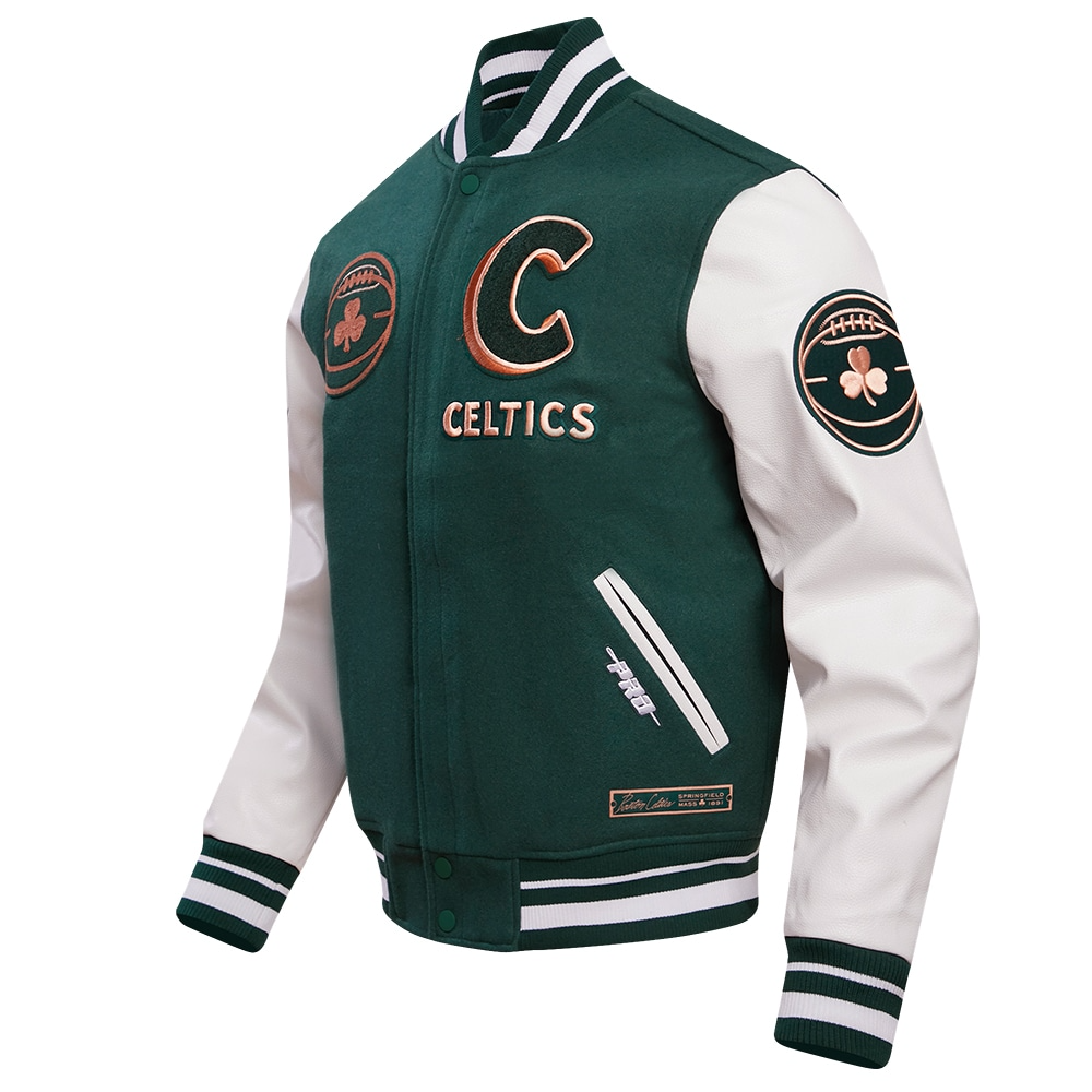 NBA Boston Celtics Wool & Leather Varsity Jacket - Green/White
