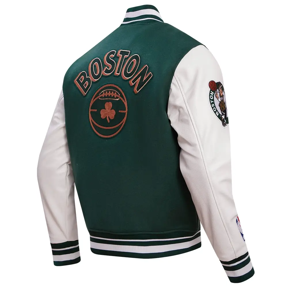 Alternative view of NBA Boston Celtics Wool & Leather Varsity Jacket - Green/White