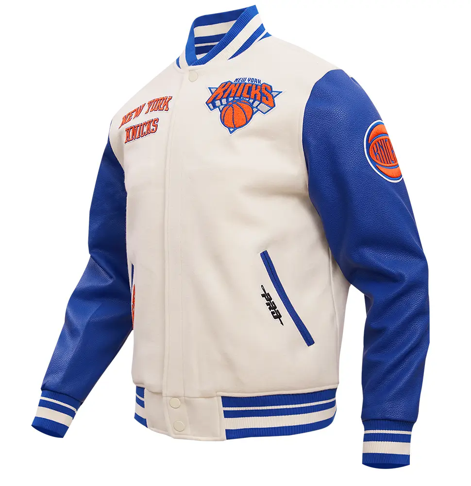 NBA New York Knicks Classic Wool & Leather Varsity Jacket - Image 3
