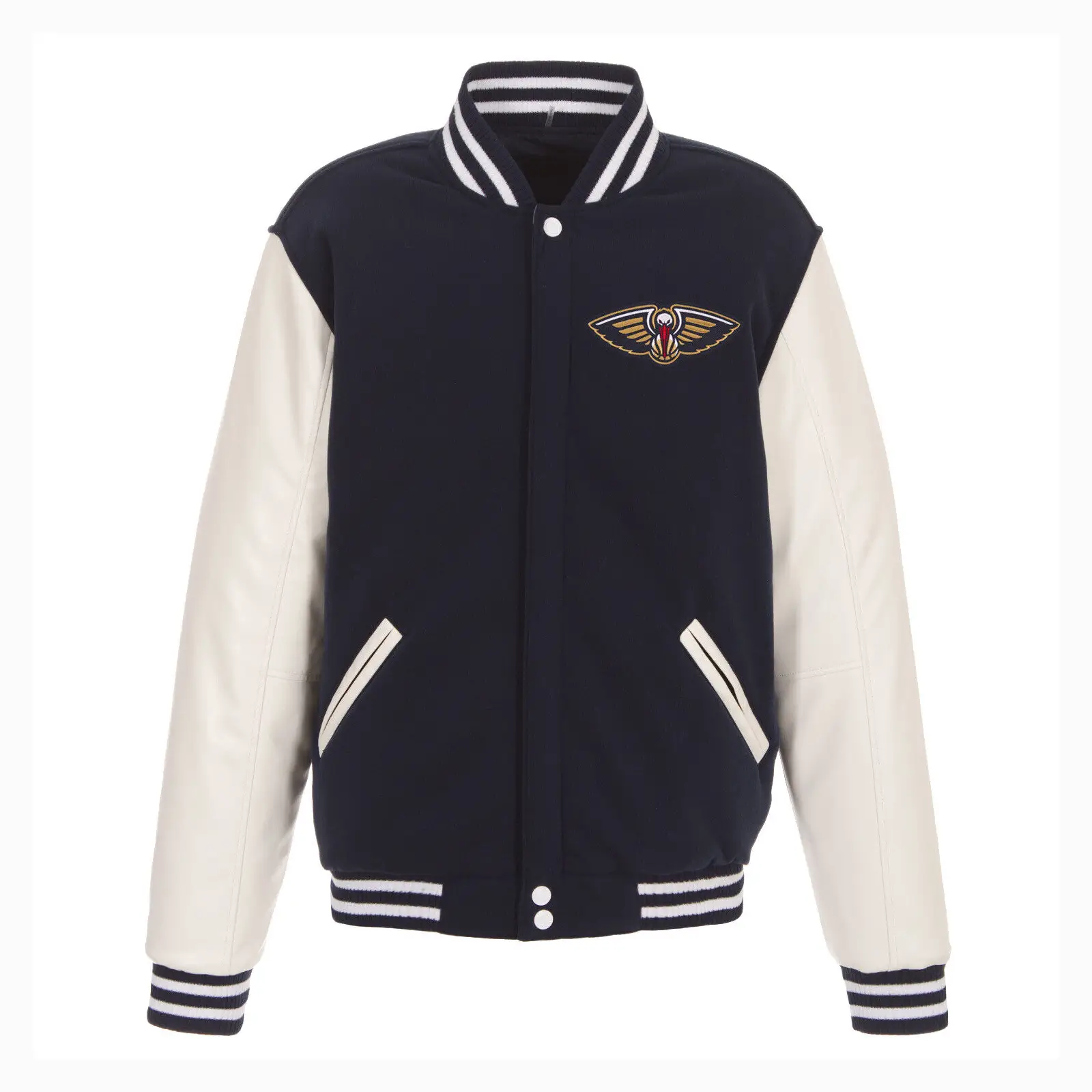 New-Orleans-Pelicans-Wool-Leather-Jacket-Front-Patches-Logo-LeatherMoto