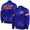New York Knicks Pick & Roll Satin Varsity Jacket Blue - Image 3
