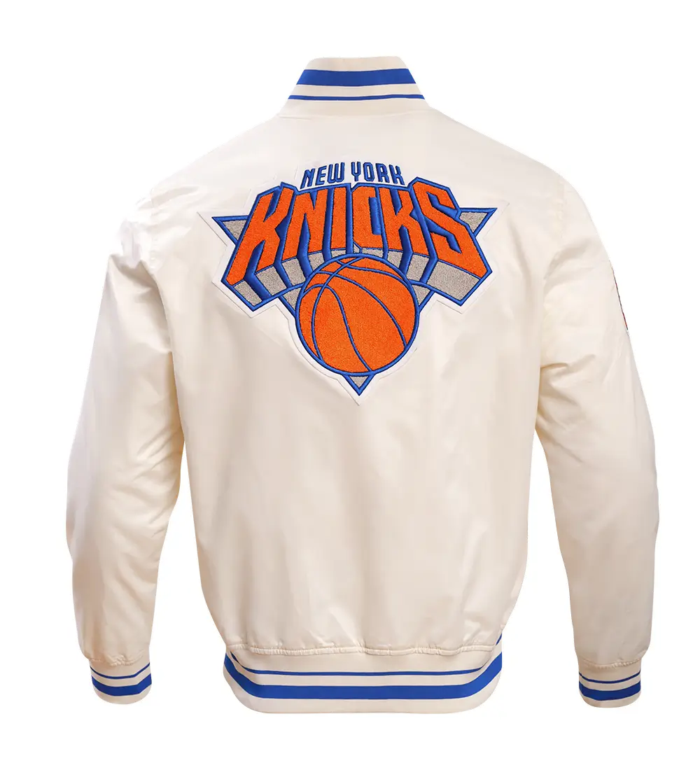 Alternative view of New York Knicks Unisex Satin Varsity Jacket Cream