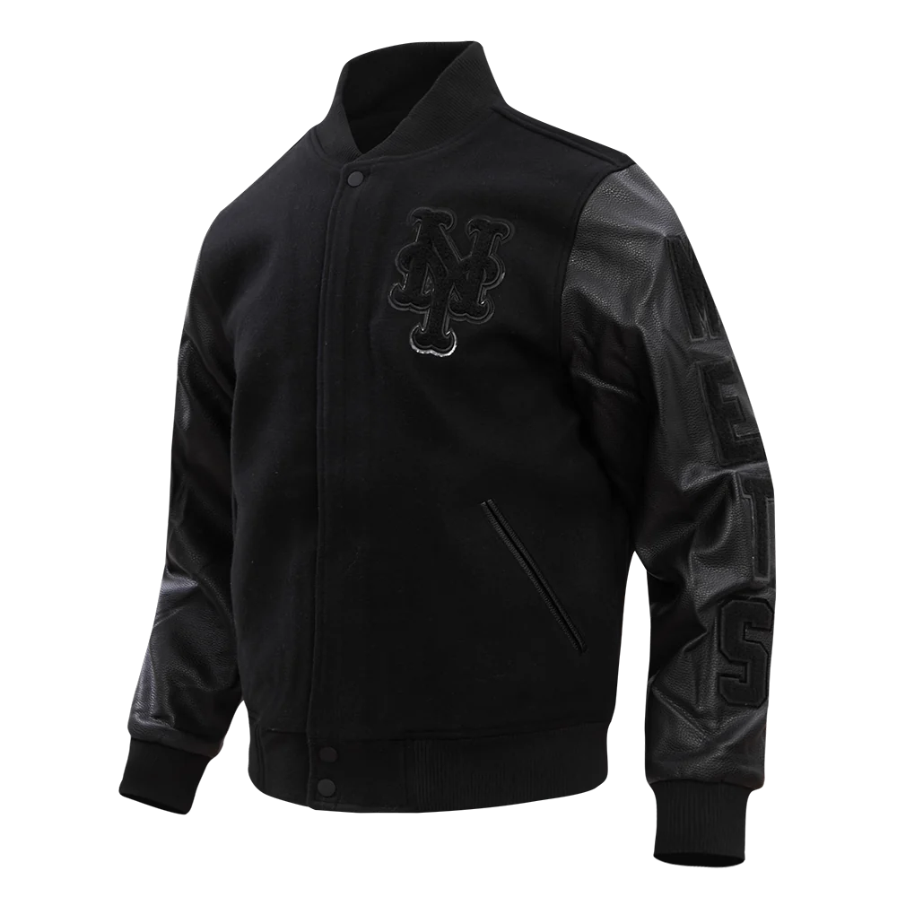 New-York-Mets-Triple-Black-Wool-And-Leather-Varsity-Jacket-leather moto 1