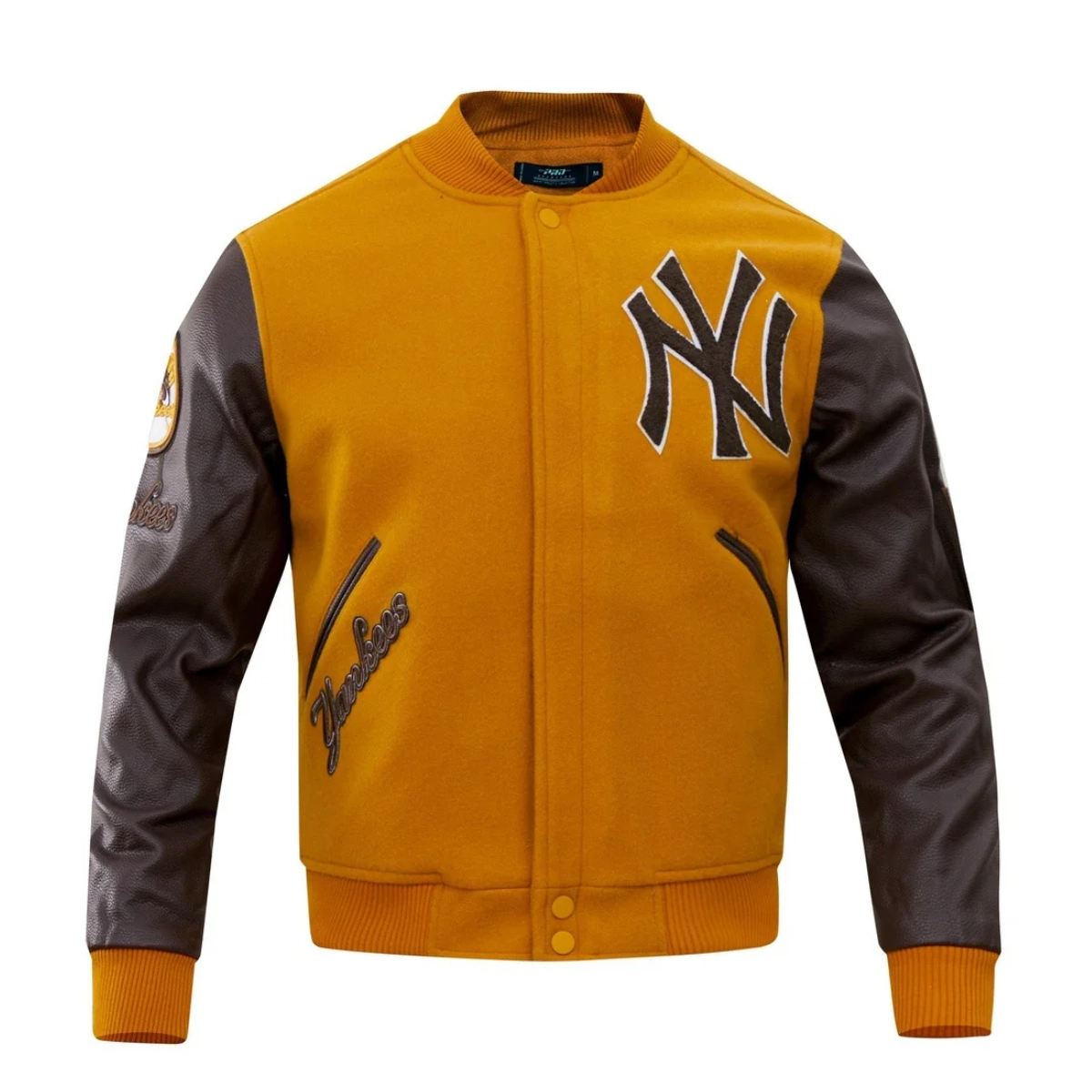 New-York-Yankees-Classic-Logo-Tan-Brown-Varsity-Jacket-leather moto 1