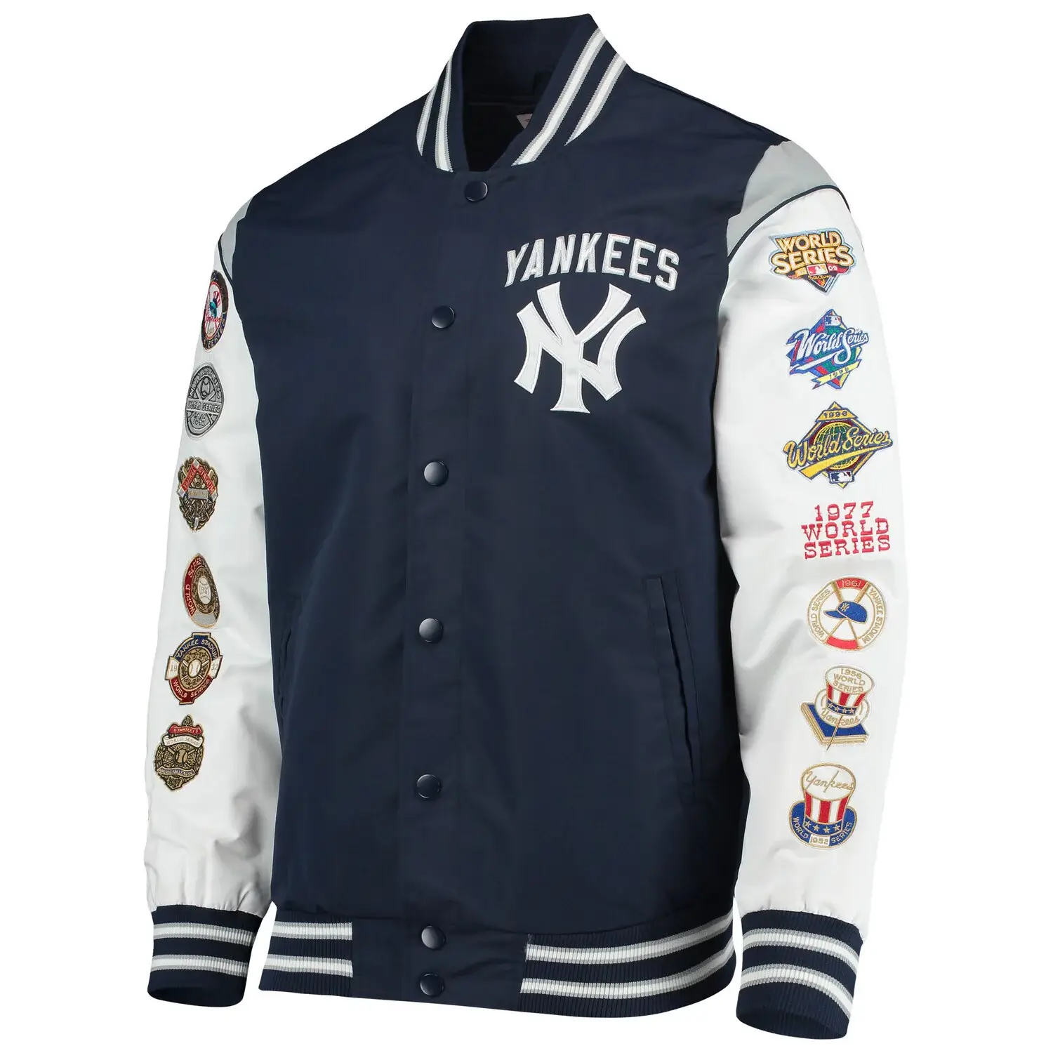 New-York-Yankees-Complete-Game-Commemorative-Full-Snap-Navy-White-Jacket-leather moto 1