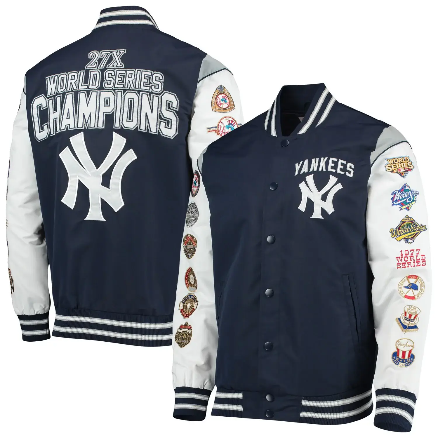 New-York-Yankees-Complete-Game-Commemorative-Full-Snap-Navy-White-Jacket-leather moto 4