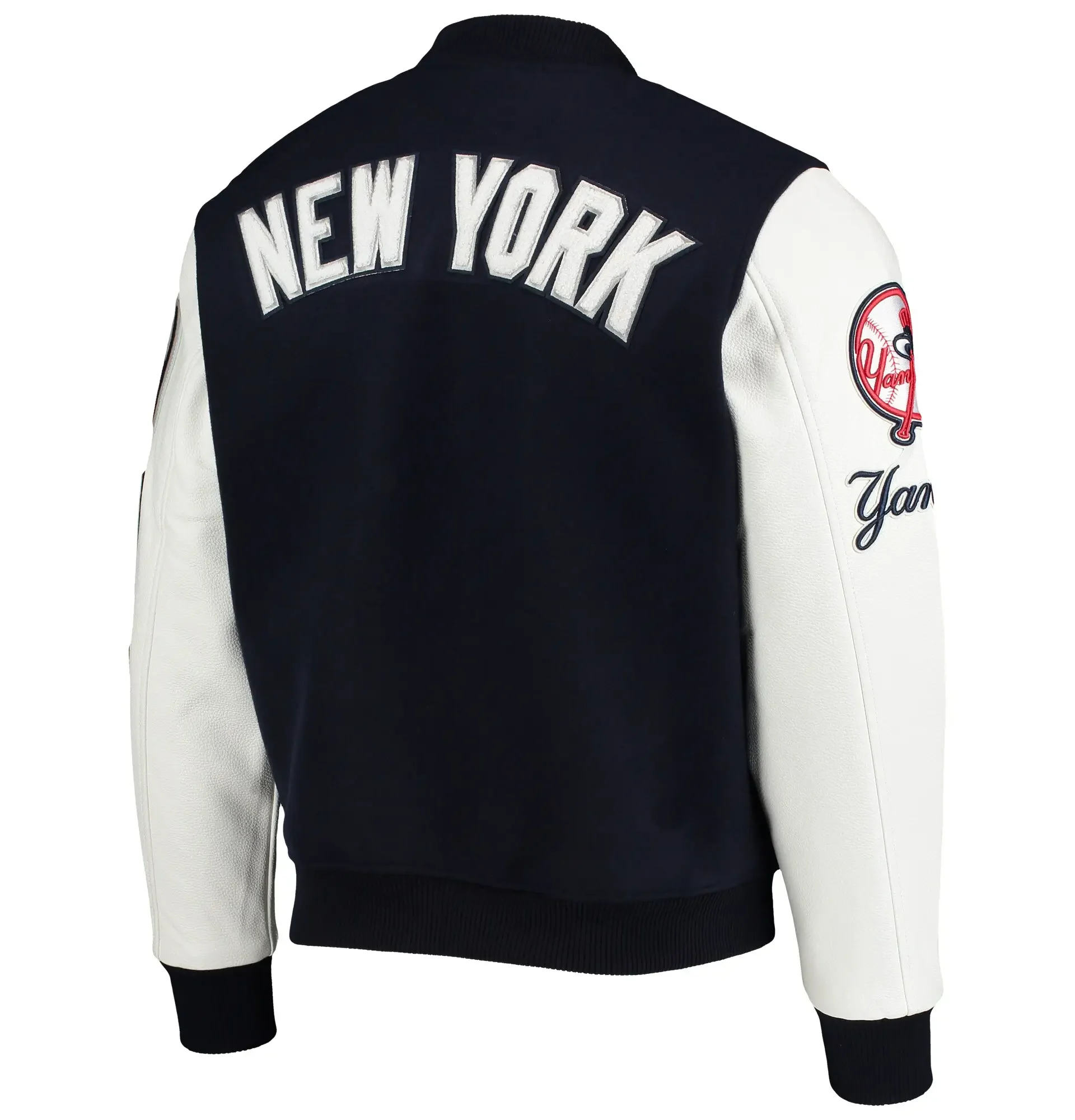 New-York-Yankees-Pro-Standard-Logo-Full-Zip-Navy-White-Varsity-Jacket-leather moto 2