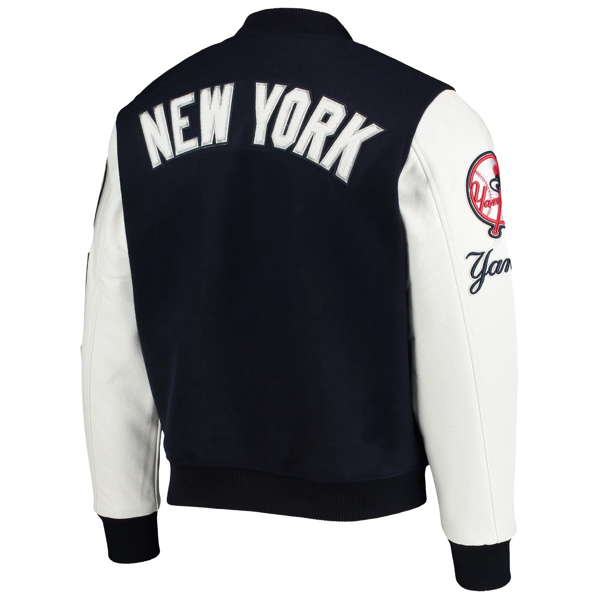 New-York-Yankees-Pro-Standard-Logo-Full-Zip-Navy-White-Varsity-Jacket-leather moto 2