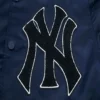 New-York-Yankees-Pro-Standard-Old-English-Full-Snap-Satin-Navy-Varsity-Jacket-leather moto 4