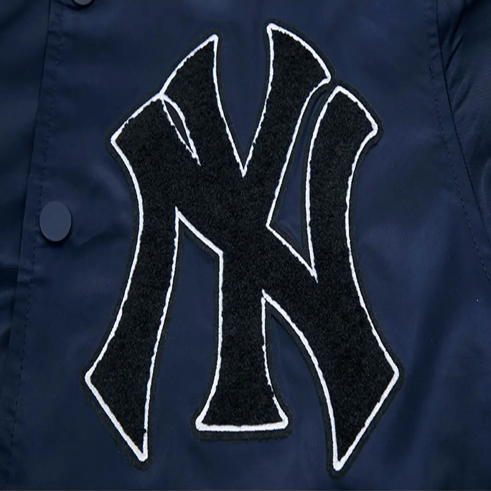 New-York-Yankees-Pro-Standard-Old-English-Full-Snap-Satin-Navy-Varsity-Jacket-leather moto 4