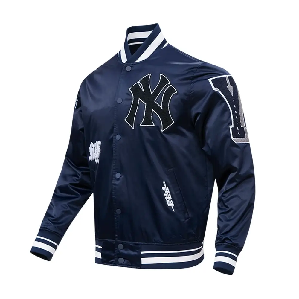New-York-Yankees-Pro-Standard-Old-English-Full-Snap-Satin-Navy-Varsity-Jacket-leather mto 1