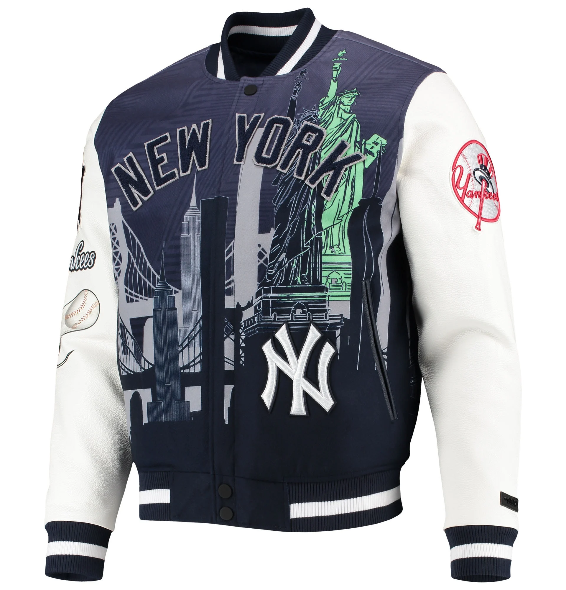 New-York-Yankees-Pro-Standard-Remix-Full-Zip-Navy-Wool-Leather-Varsity-Jacket-leather moto 1