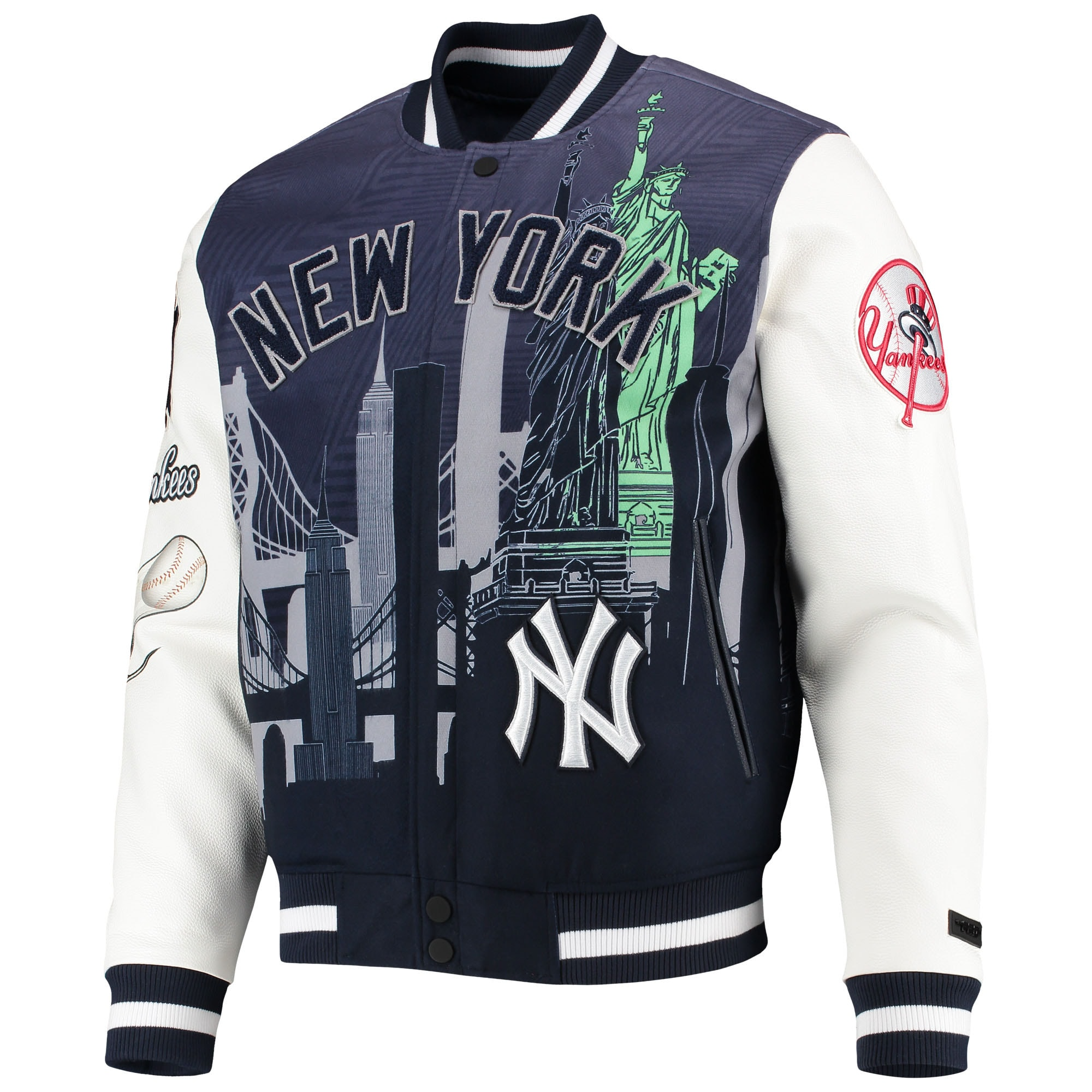New-York-Yankees-Pro-Standard-Remix-Full-Zip-Navy-Wool-Leather-Varsity-Jacket-leather moto 1