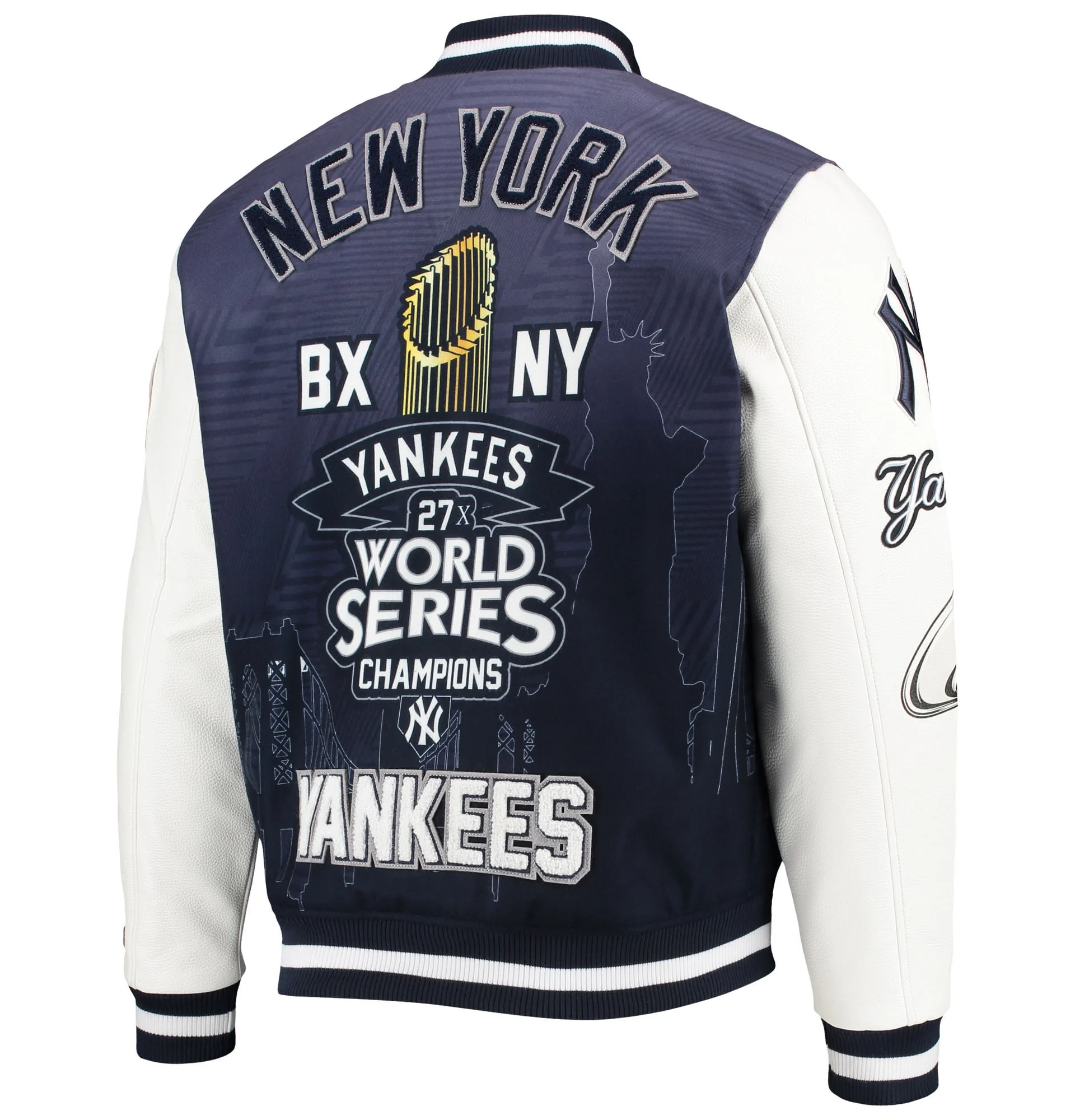 New-York-Yankees-Pro-Standard-Remix-Full-Zip-Navy-Wool-Leather-Varsity-Jacket-leather moto 2