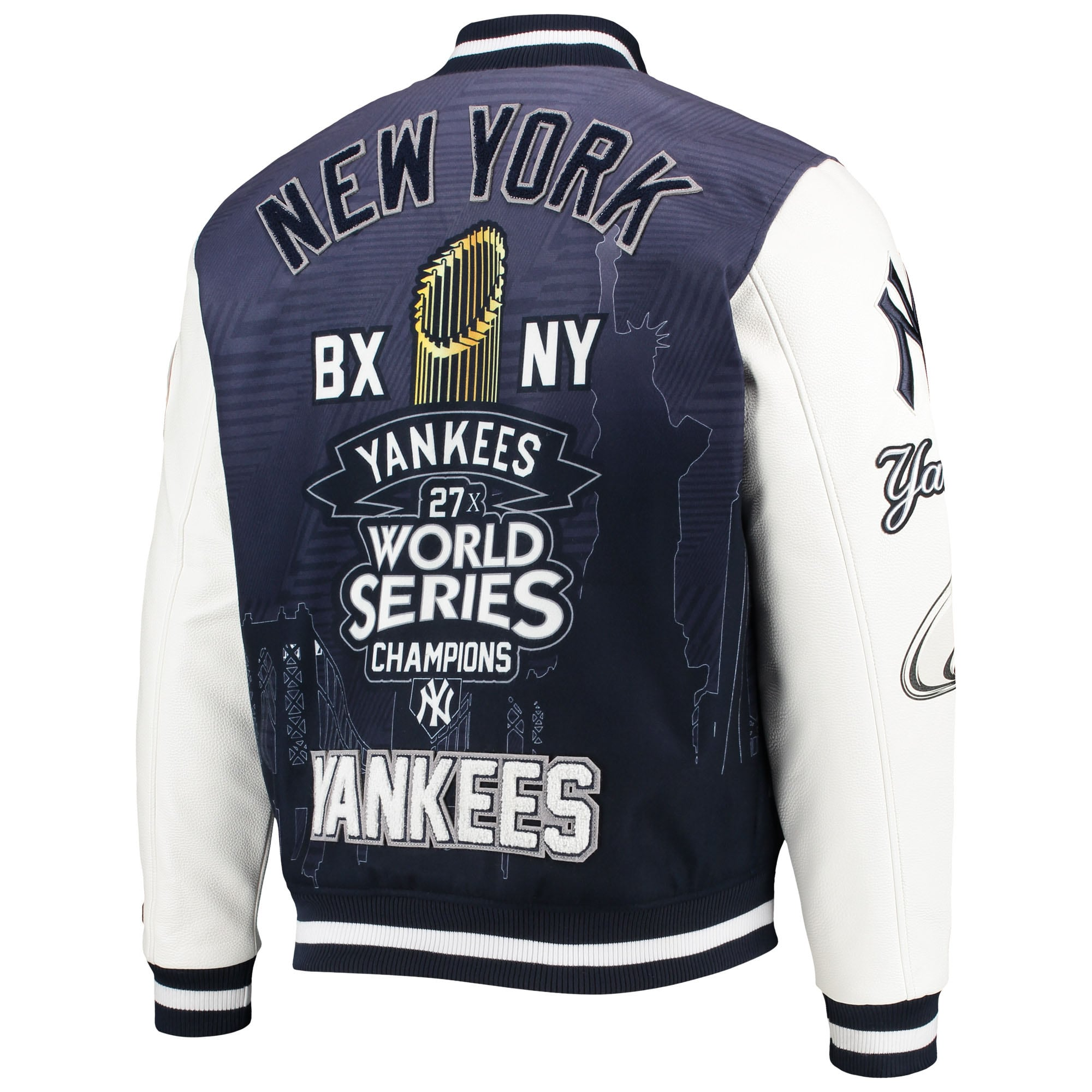 New-York-Yankees-Pro-Standard-Remix-Full-Zip-Navy-Wool-Leather-Varsity-Jacket-leather moto 2