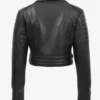 Noir Rebel Women's Black Cropped Leather Biker Jacket (2)