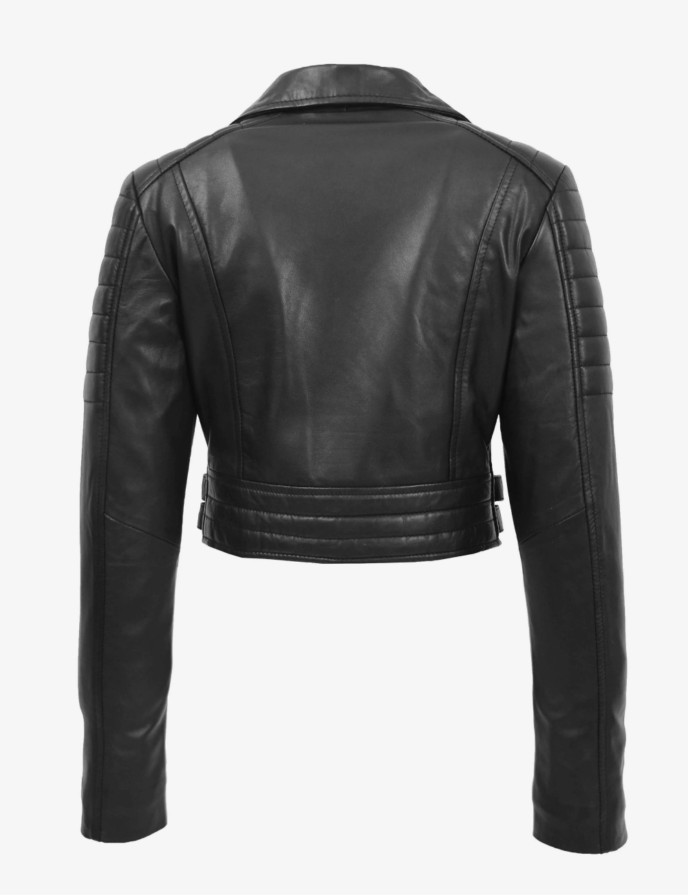 Noir Rebel Women's Black Cropped Leather Biker Jacket (2)