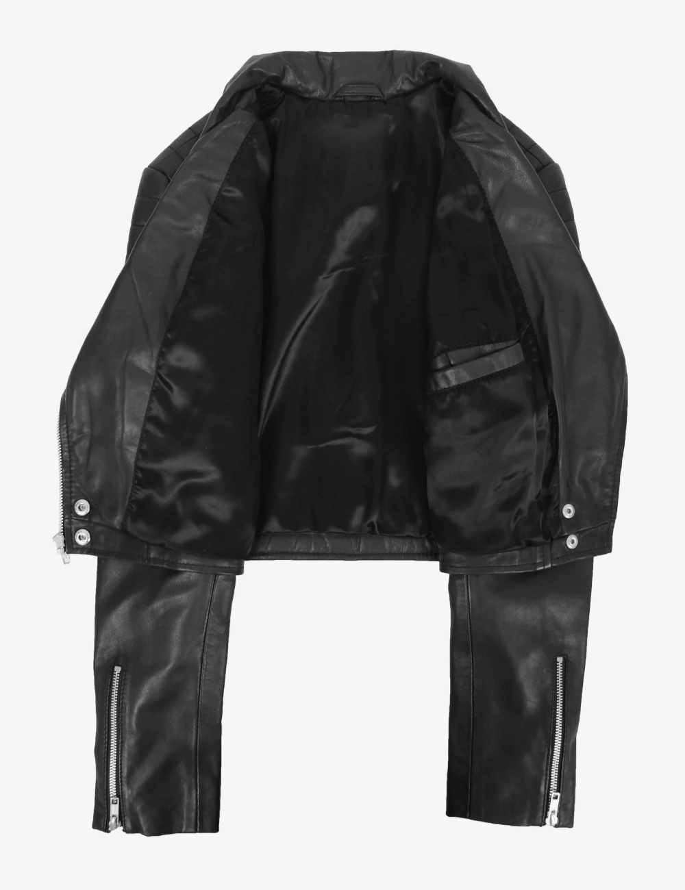 Noir Rebel Women's Black Cropped Leather Biker Jacket (4)