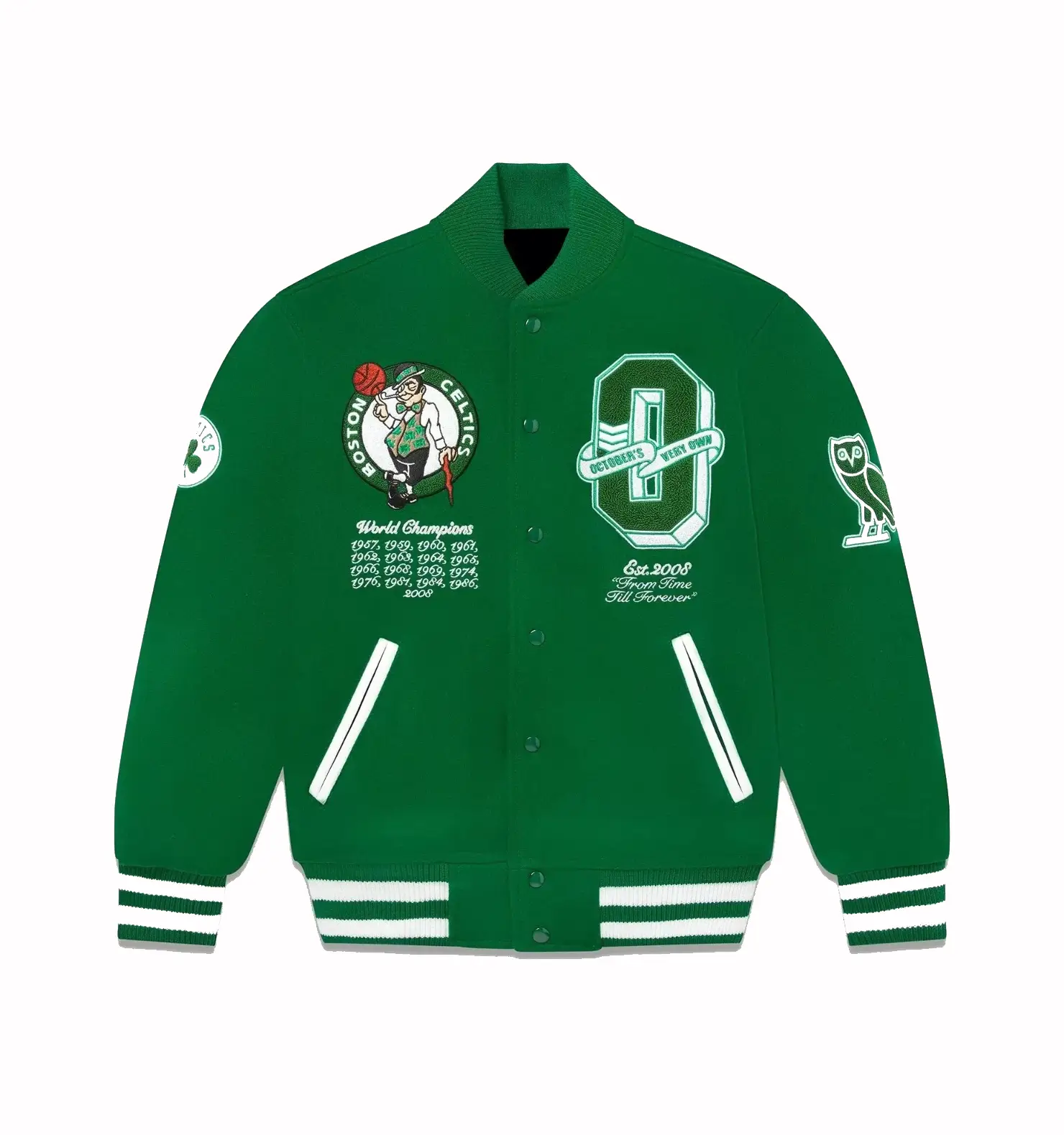 OVO Boston Celtics Wool Varsity Jacket - Green