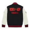 OVO X Toronto Raptors BlackCream Wool & Leather Varsity Jacket (02)
