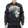 Oakland-Athletics-Pro-Standard-Full-Snap-Satin-Varsity-Black-Jacket-LEATHER MOTO 1