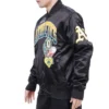 Oakland-Athletics-Pro-Standard-Full-Snap-Satin-Varsity-Black-Jacket-LEATHER MOTO 3