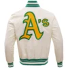 Oakland-Athletics-Pro-Standard-Full-Snap-Satin-Varsity-Cream-Jacket-LEATHER MOTO 2