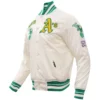 Oakland-Athletics-Pro-Standard-Full-Snap-Satin-Varsity-Cream-Jacket-LEATHER MOTO 3