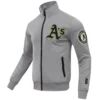Oakland-Athletics-Pro-Standard-Full-Zip-Polyester-Varsity-Gray-Jacket-LEATHER MOTO 3