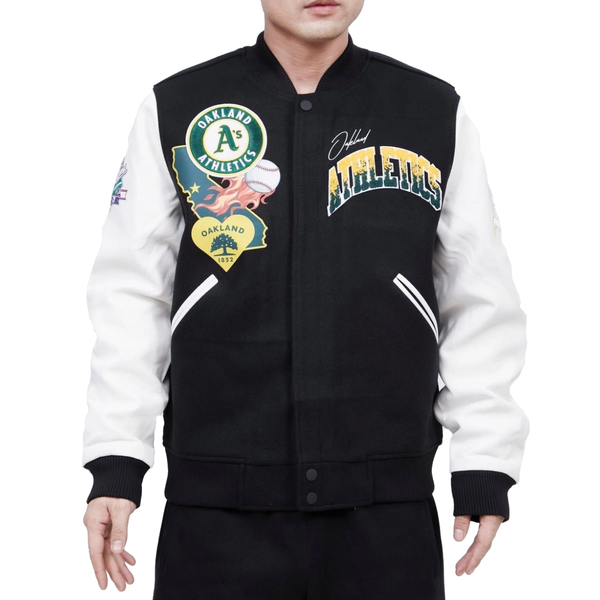Oakland-Athletics-Pro-Standard-Hometown-Wool-Leather-Varsity-Jacket-LEATHER MOTO 3