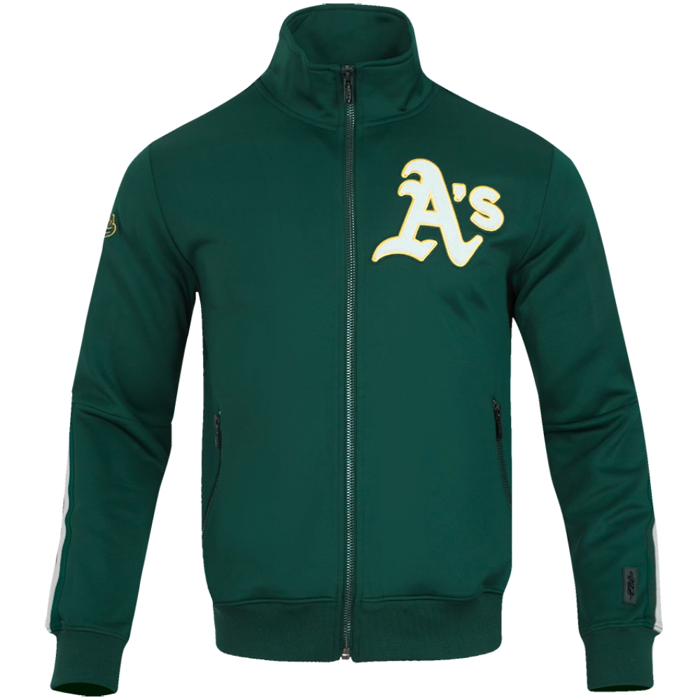Oakland-Athletics-Pro-Standard-Stand-Up-Collar-Full-Zip-Polyester-Varsity-Jacket-LEATHER MOTO 1