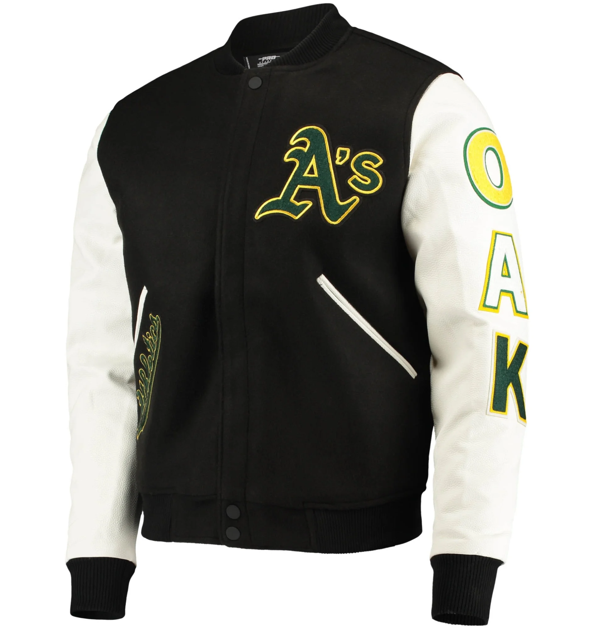 Oakland-Athletics-Pro-Standard-Wool-Leather-Logo-Varsity-Jacket-LEATHER MOTO 1