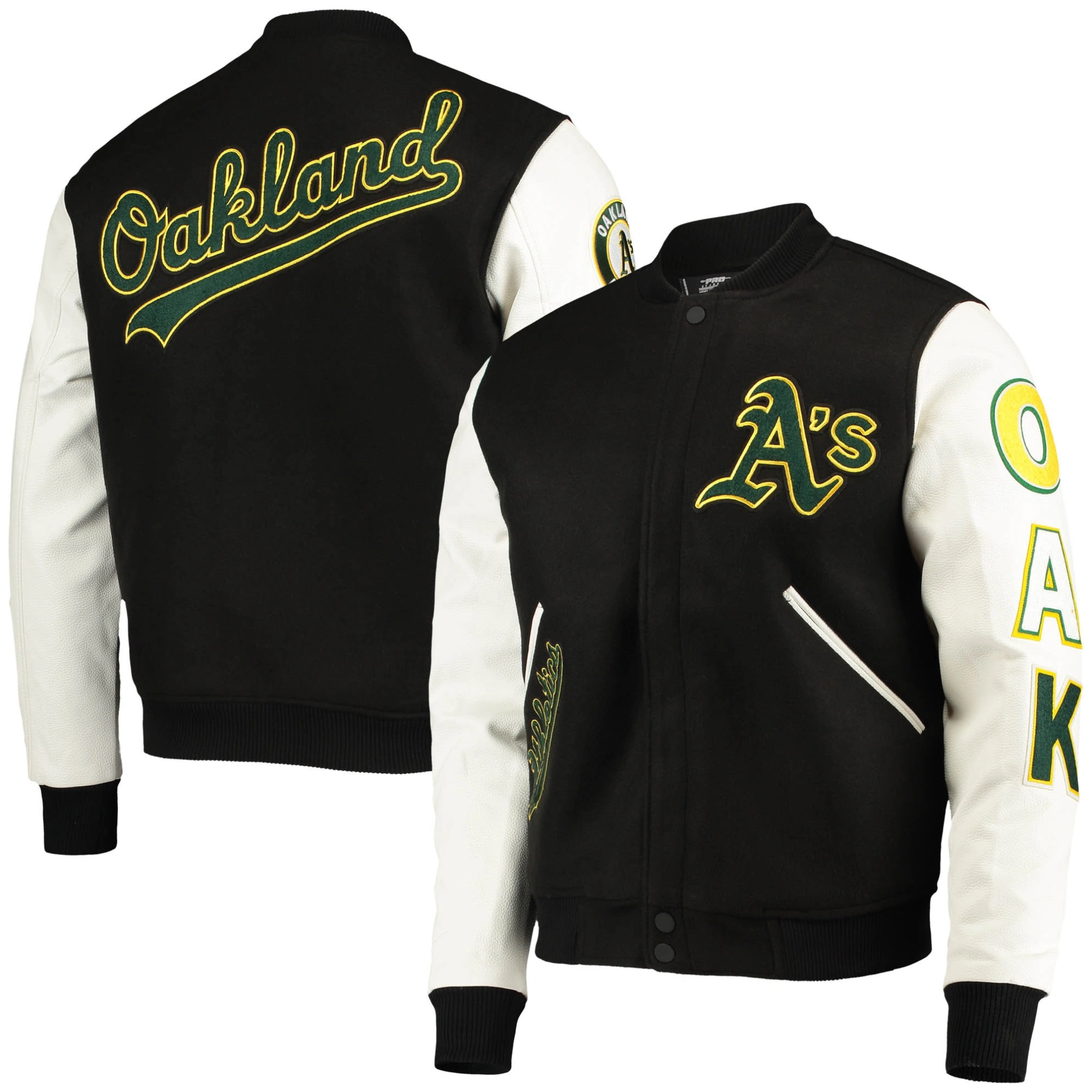 Oakland-Athletics-Pro-Standard-Wool-Leather-Logo-Varsity-Jacket LEATHER MOTO 3