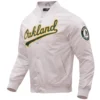 Oakland-Athletics-Pro-Standard-Word-Mark-Full-Snap-Satin-Varsity-Jacket-LEATHER MOTO 3