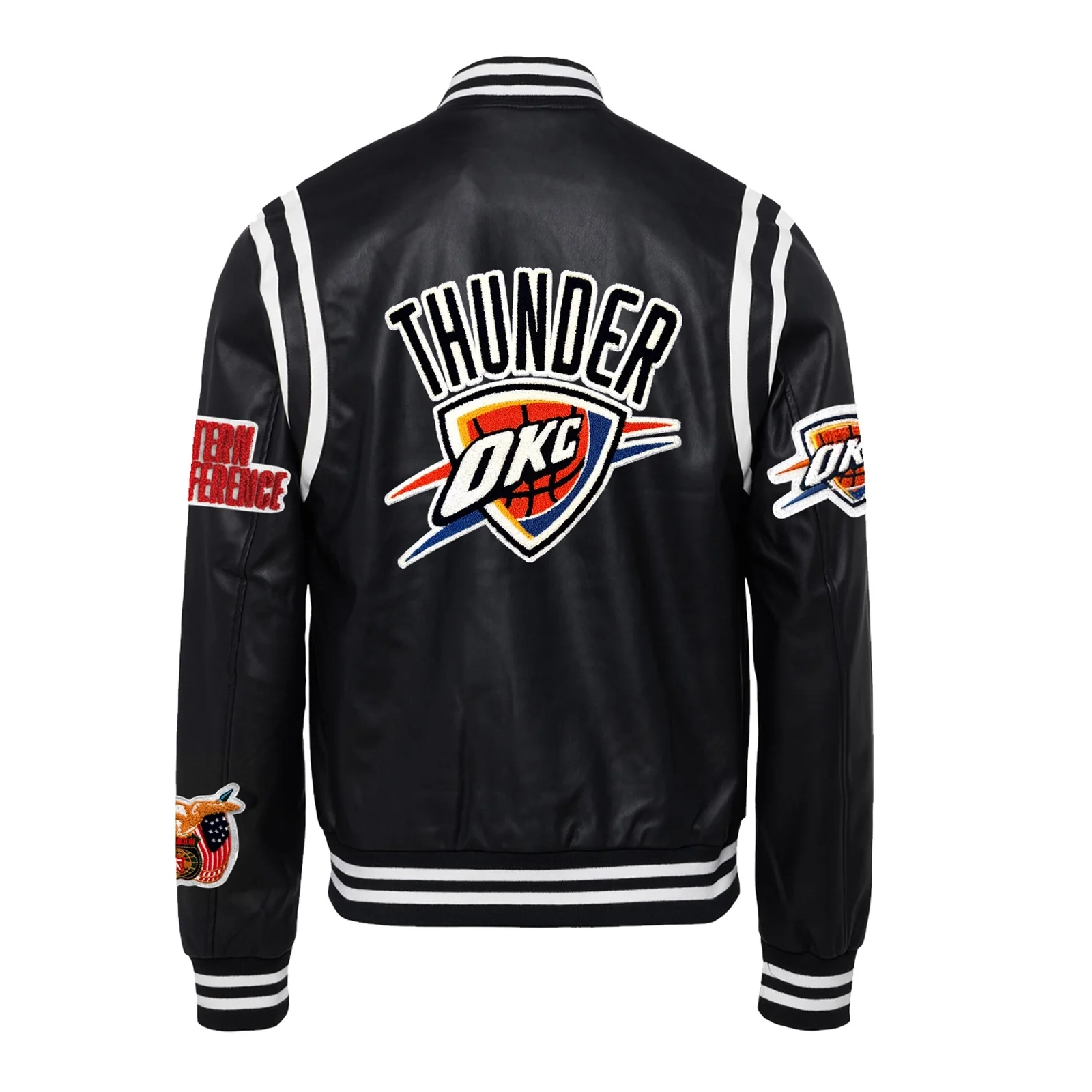 Oklahoma City Thunder Leather Varsity Jacket - Black From LeatherMoto (2)