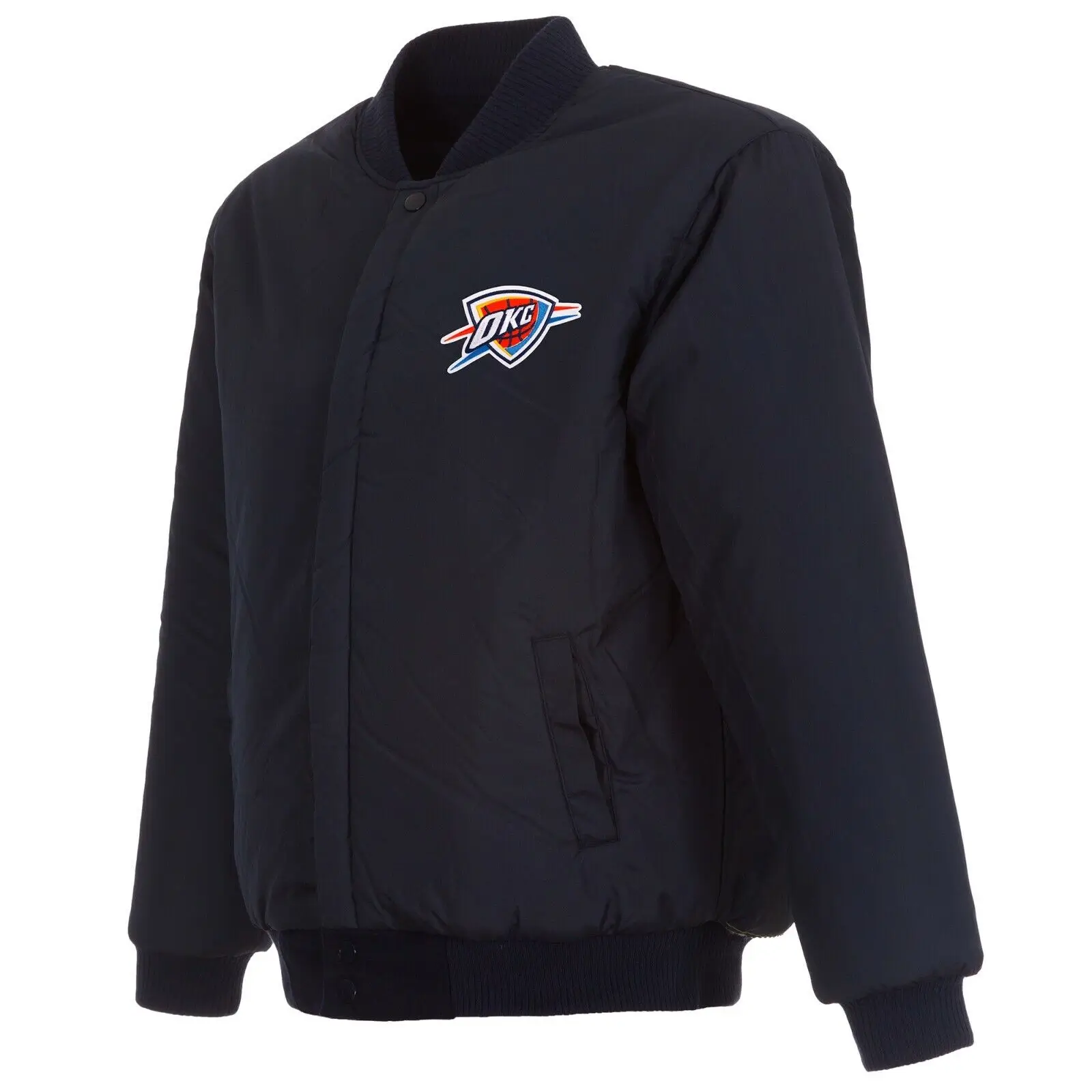 Oklahoma City Thunder Reversible Patches Logo JH Design Wool Varsity Jacket (1)