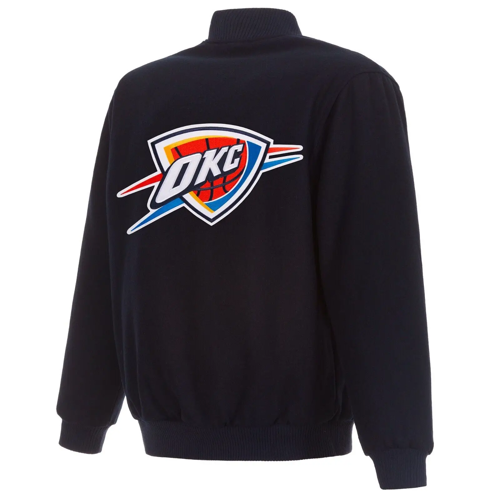 Oklahoma City Thunder Reversible Patches Logo JH Design Wool Varsity Jacket (2)