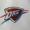 Oklahoma City Thunder Starter Renegade Full-Snap White & Navy Satin Varsity Jacket From LeatherMoto (3)
