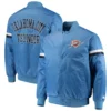 Oklahoma City Thunder Starter The Champ Blue Satin Varsity Jacket From LeatherMoto (1)