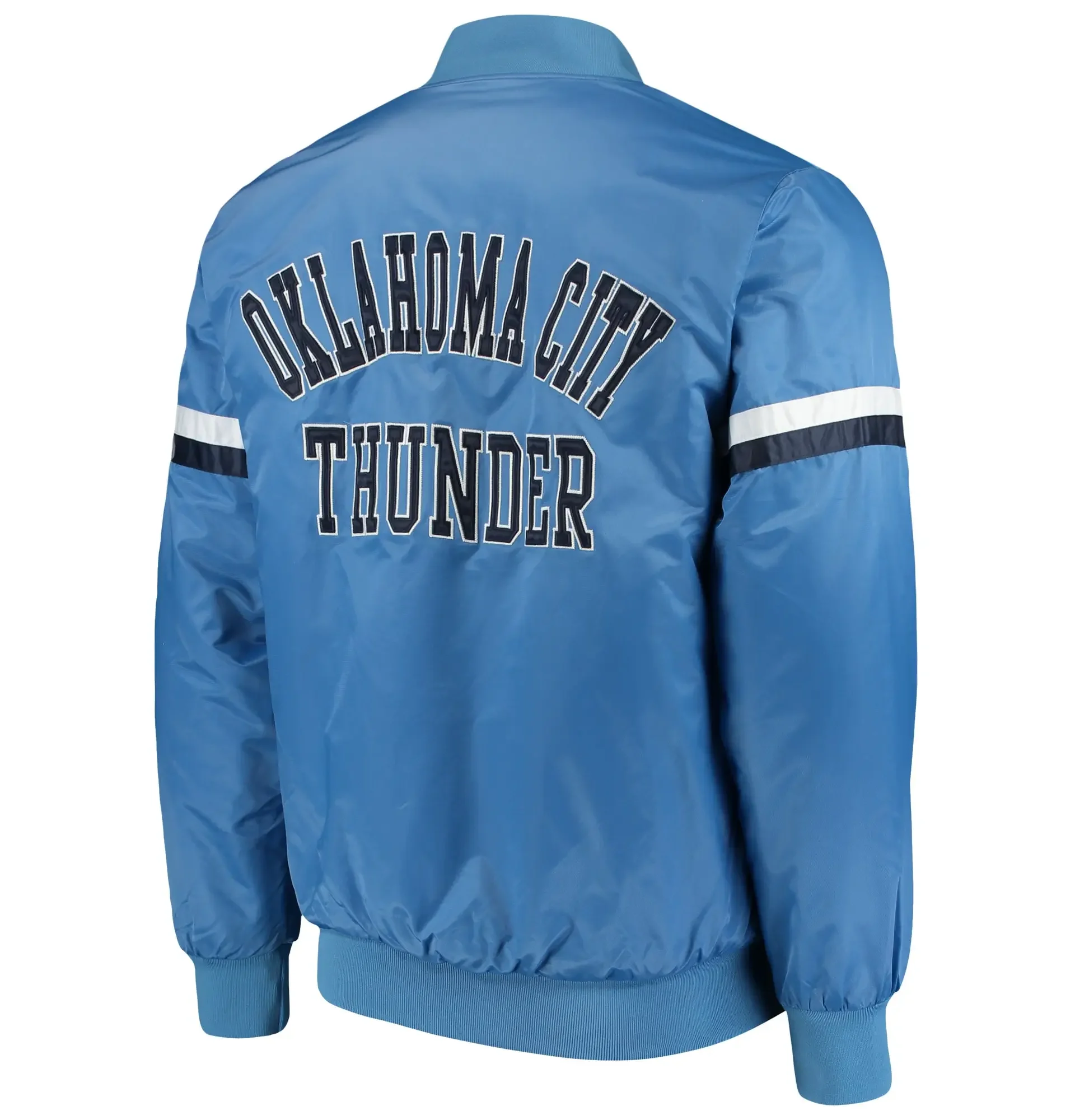 Oklahoma City Thunder Starter The Champ Blue Satin Varsity Jacket LeatherMoto (3)