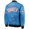 Oklahoma City Thunder Starter The Draft Pick Full-Snap Blue Satin Varsity Jacket (2)