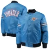 Oklahoma City Thunder Starter The Draft Pick Full-Snap Blue Satin Varsity Jacket (2)