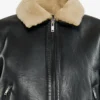 Onyx Classic Women's Black Leather Bomber Jacket with Shearling Collar (2)
