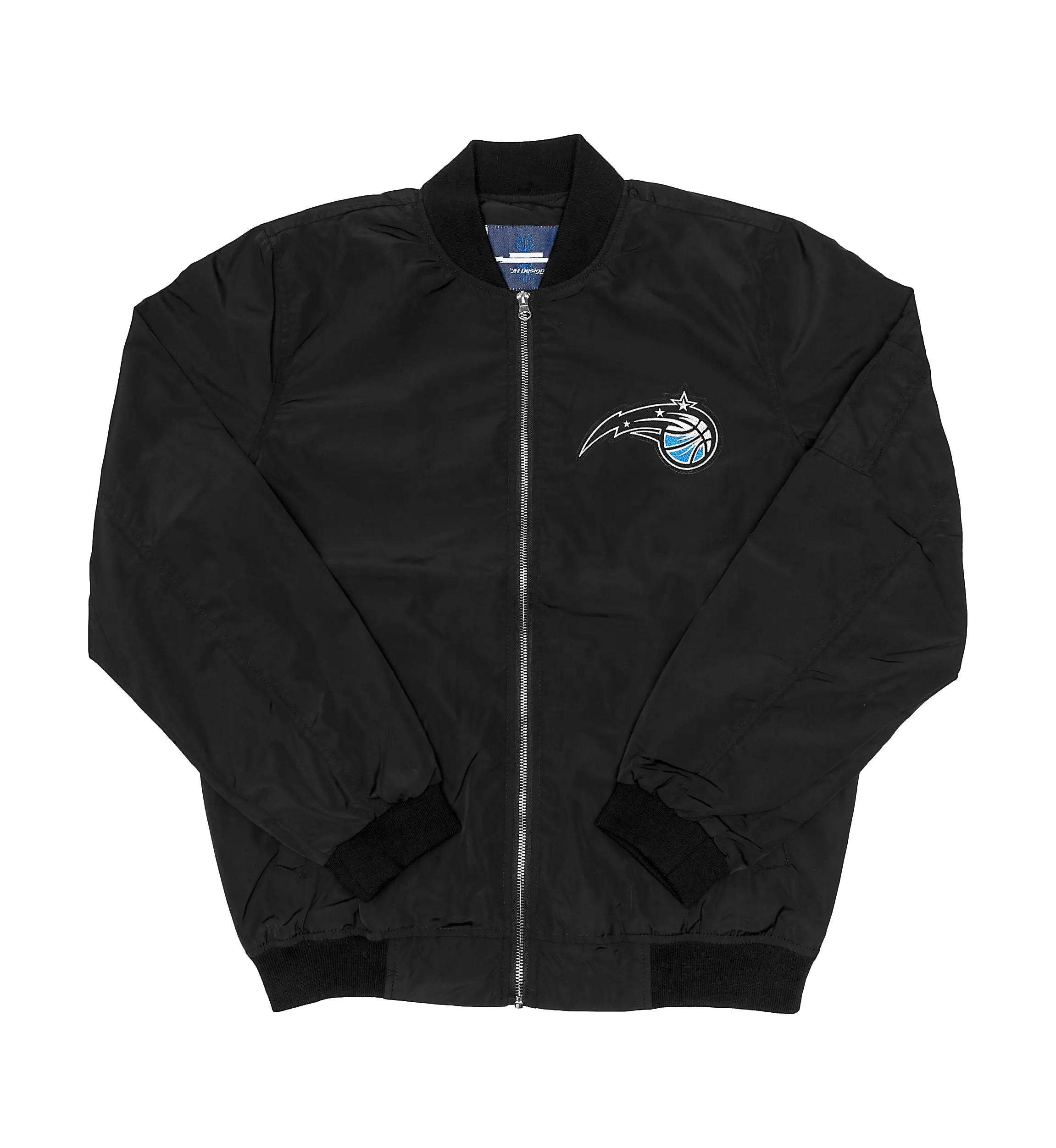 Full Black Leather Bomber Varsity Jacket - Orlando Magic