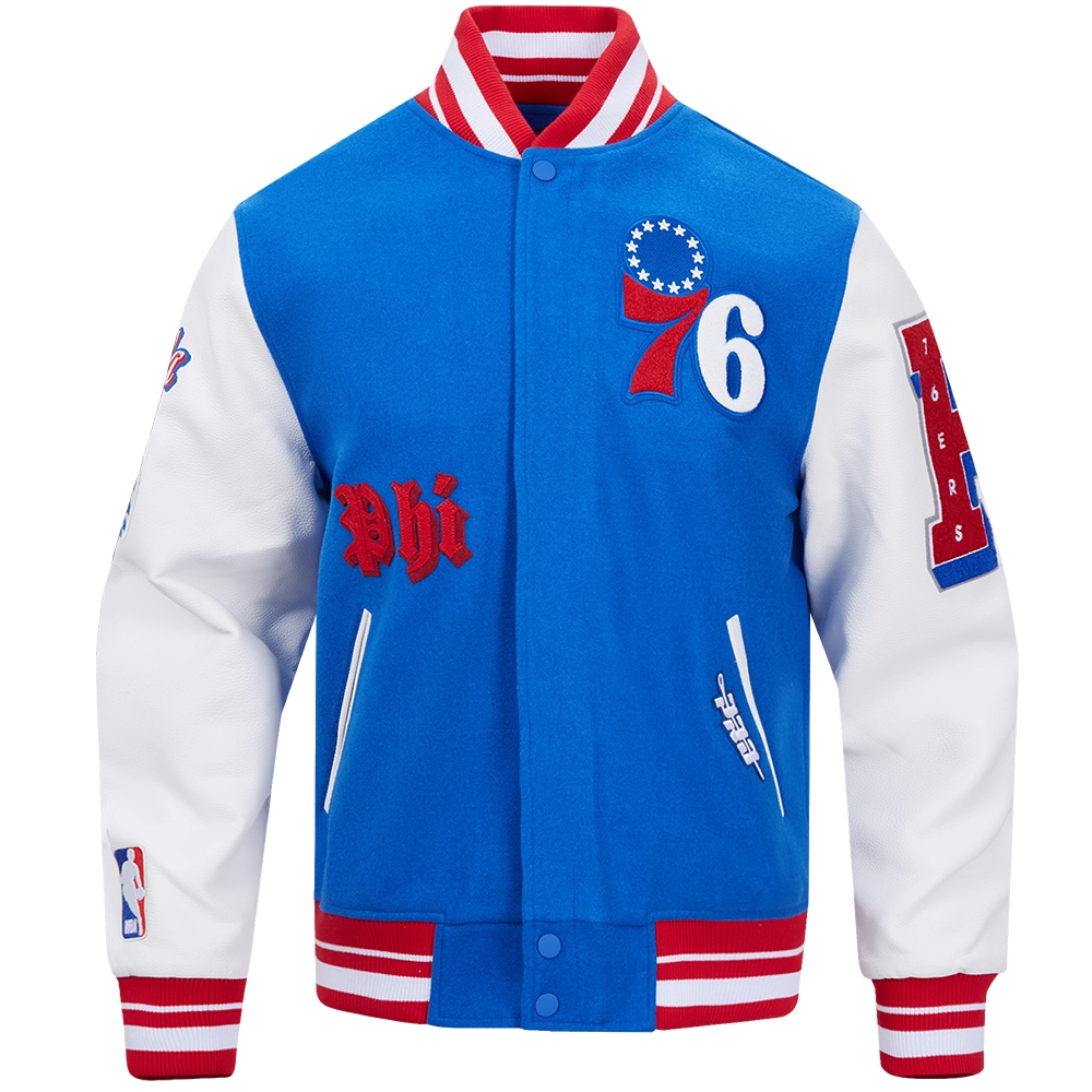 Philadelphia 76ers Basketball Team Players Wool & Leather Varsity Jacket-LeatherMoto
