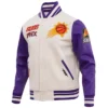 Phoenix Suns Classic Rib Purple/Cream Wool & Leather Varsity Jacket - Image 3